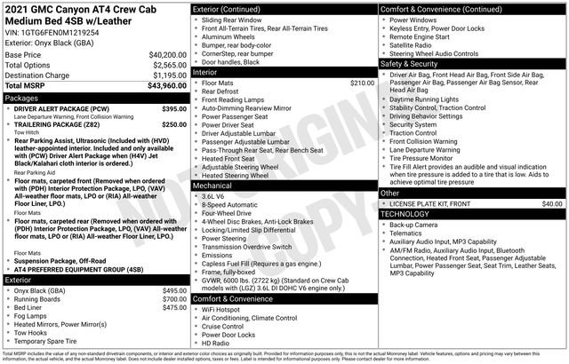 Used 2021 GMC Canyon AT4 w/ Driver Alert Package AWD/4WD image 9