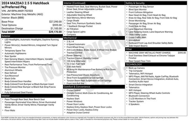 Certified 2024 MAZDA MAZDA3 s FWD image 29