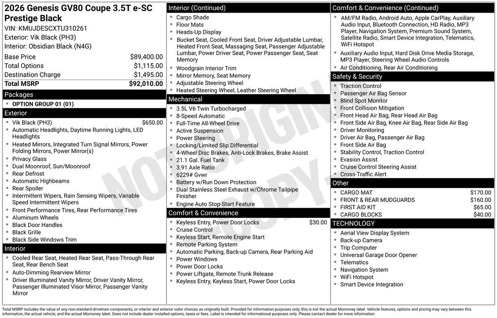 New 2026 Genesis GV80 3.5T e-SC image 9