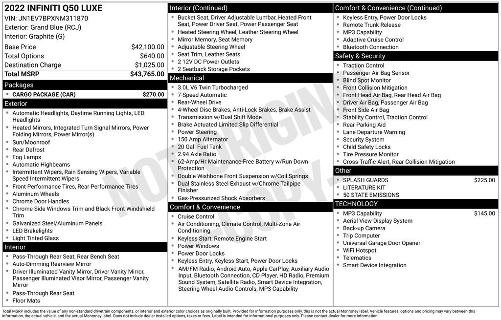 Used 2022 INFINITI Q50 Luxe w/ Cargo Package image 39