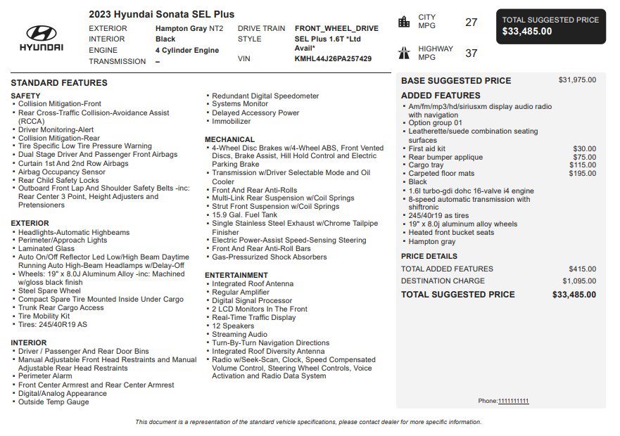 Used 2023 Hyundai Sonata SEL Plus image 34