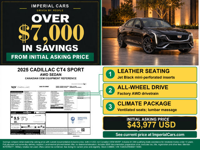 Used 2025 Cadillac CT4 Sport w/ Climate Package AWD/4WD image 3