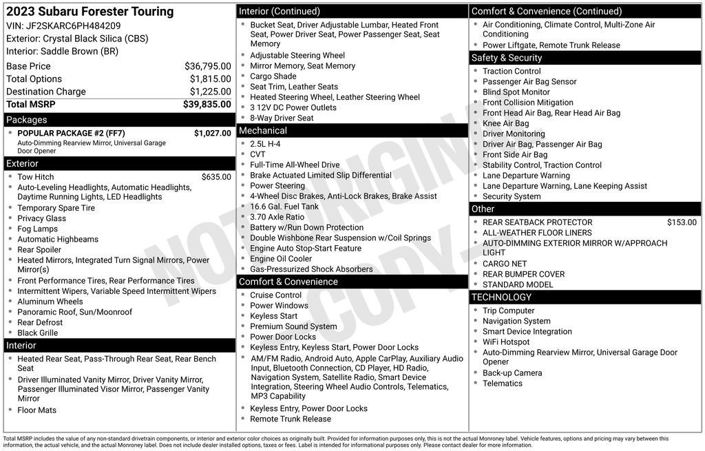 Used 2023 Subaru Forester Touring w/ Popular Package #2 image 9