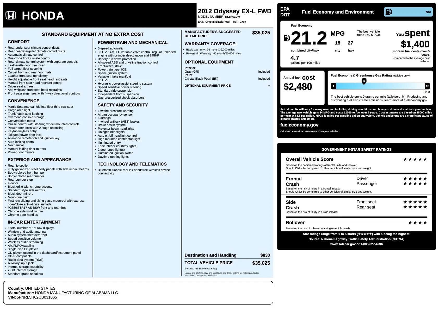 Used 2012 Honda Odyssey EX-L image 32