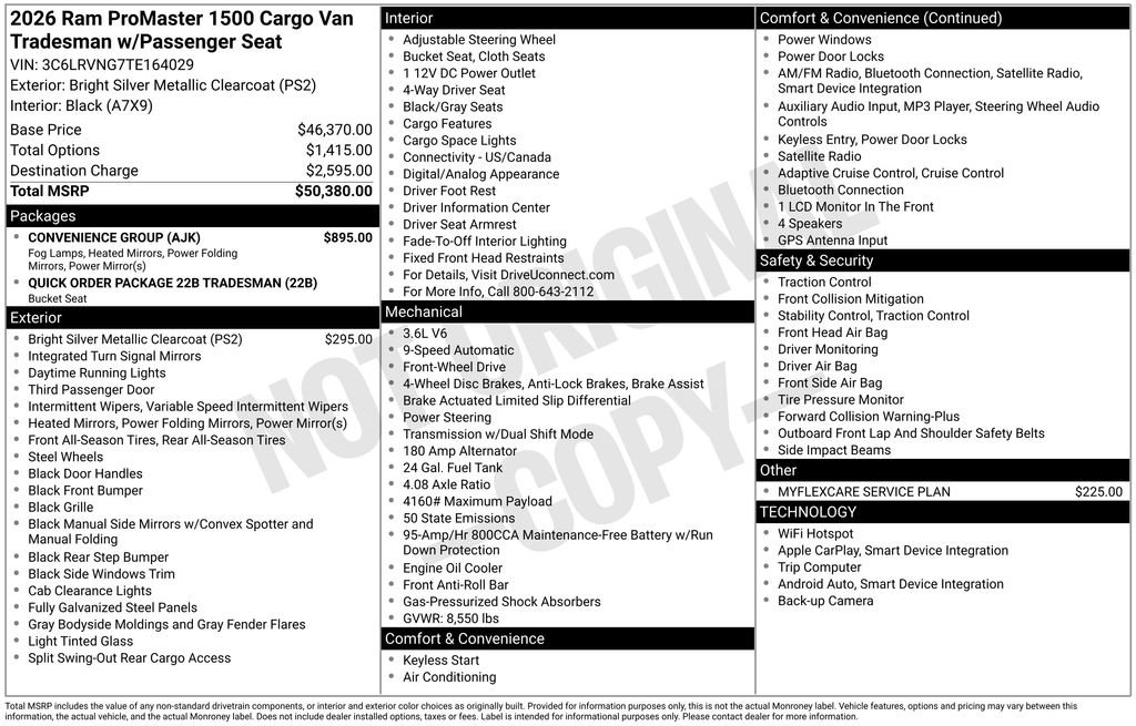 New 2026 RAM ProMaster 1500 w/ Convenience Group FWD image 15