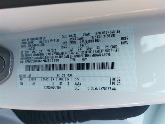 Certified 2022 Ford Escape SEL image 32