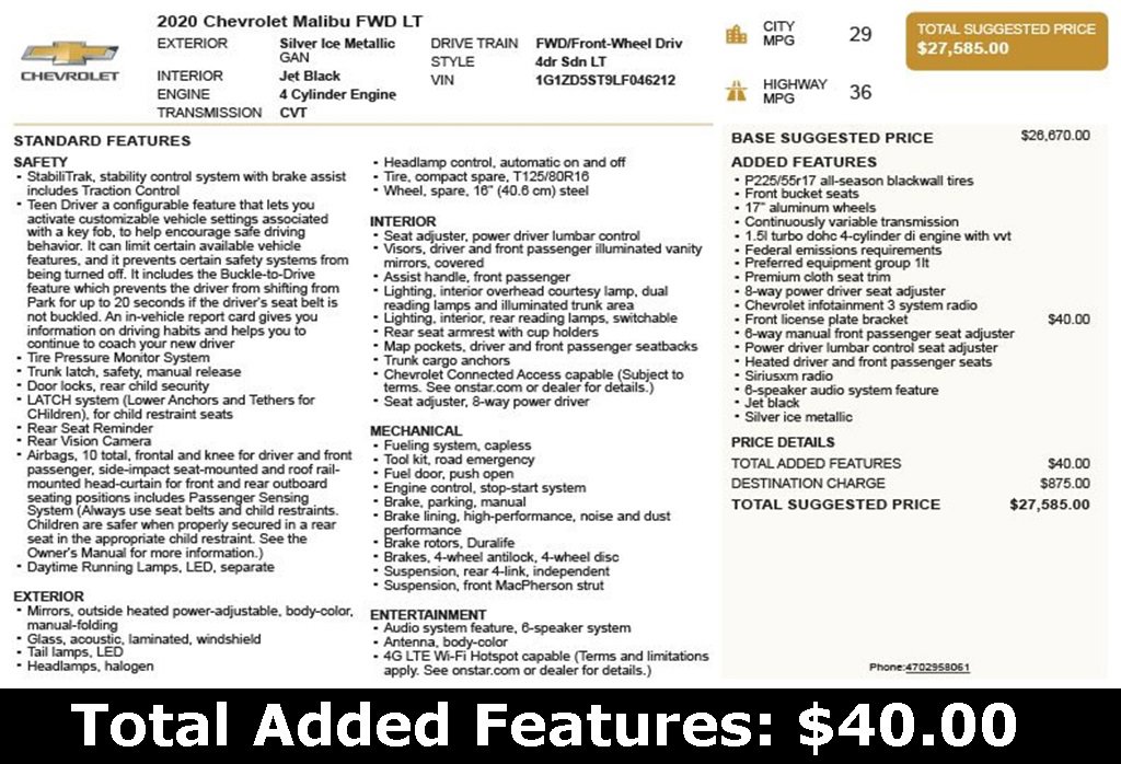 Used 2020 Chevrolet Malibu LT image 3