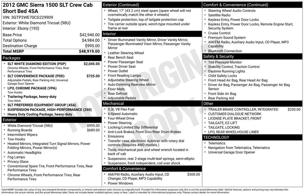 Used 2012 GMC Sierra 1500 SLT w/ SLT White Diamond Edition image 37