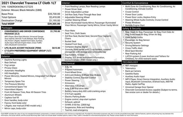 Used 2021 Chevrolet Traverse LT FWD image 13