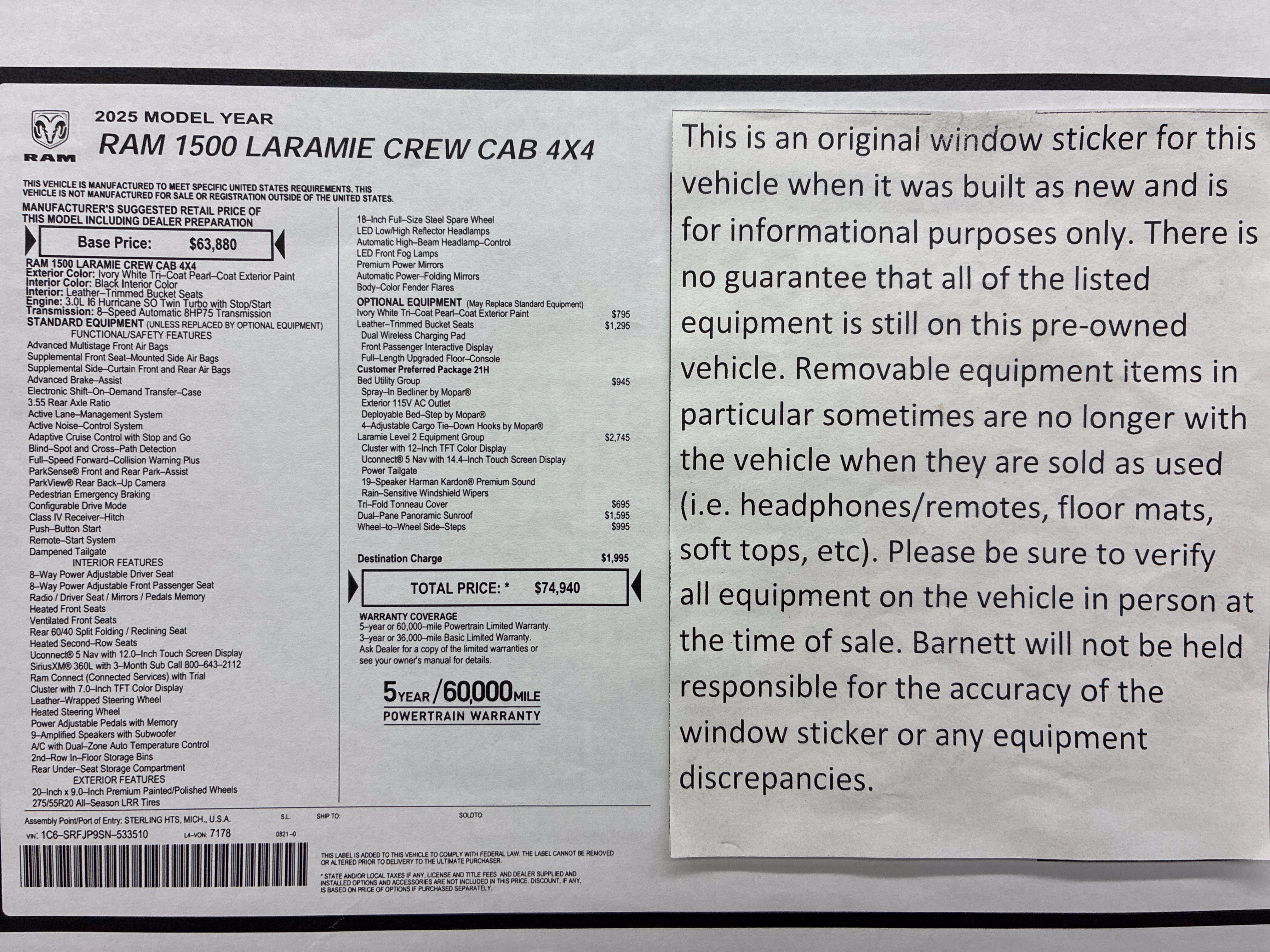 Certified 2025 RAM 1500 Laramie AWD/4WD image 2