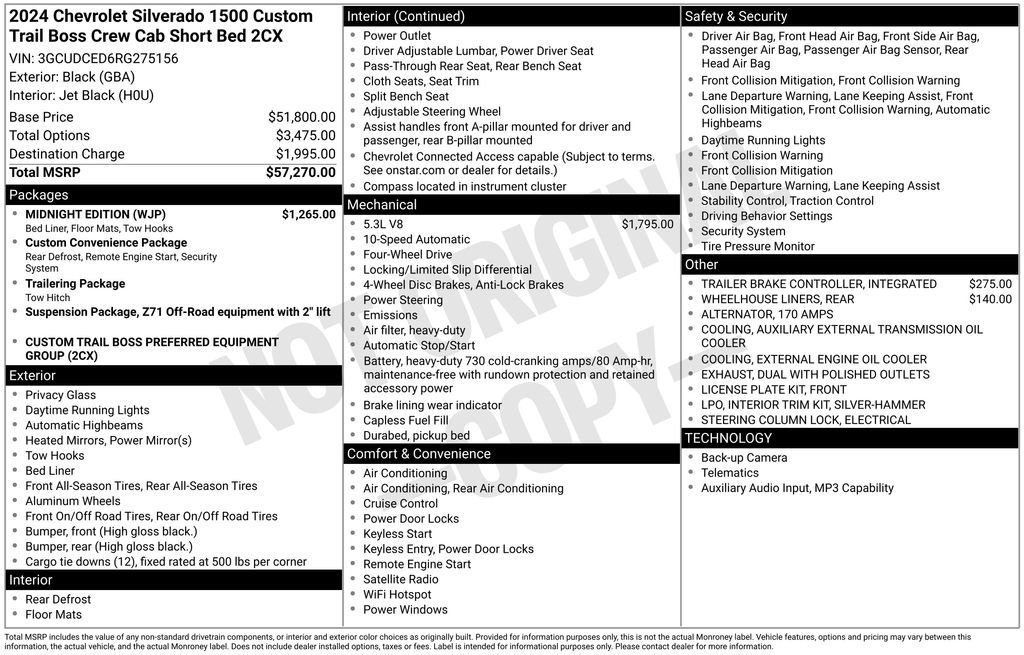 Certified 2024 Chevrolet Silverado 1500 Custom Trail Boss w/ Midnight Edition AWD/4WD image 5