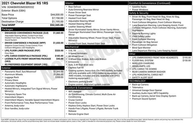 Used 2021 Chevrolet Blazer RS w/ Enhanced Convenience Package image 34