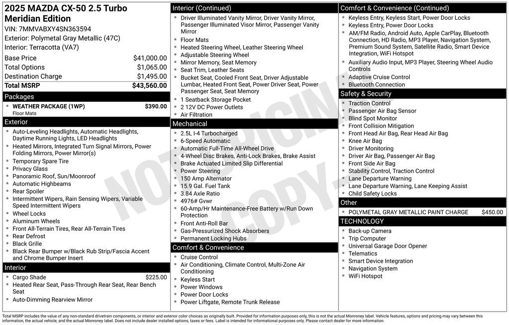 Used 2025 MAZDA CX-50 Meridian Edition w/ Weather Package AWD/4WD image 35