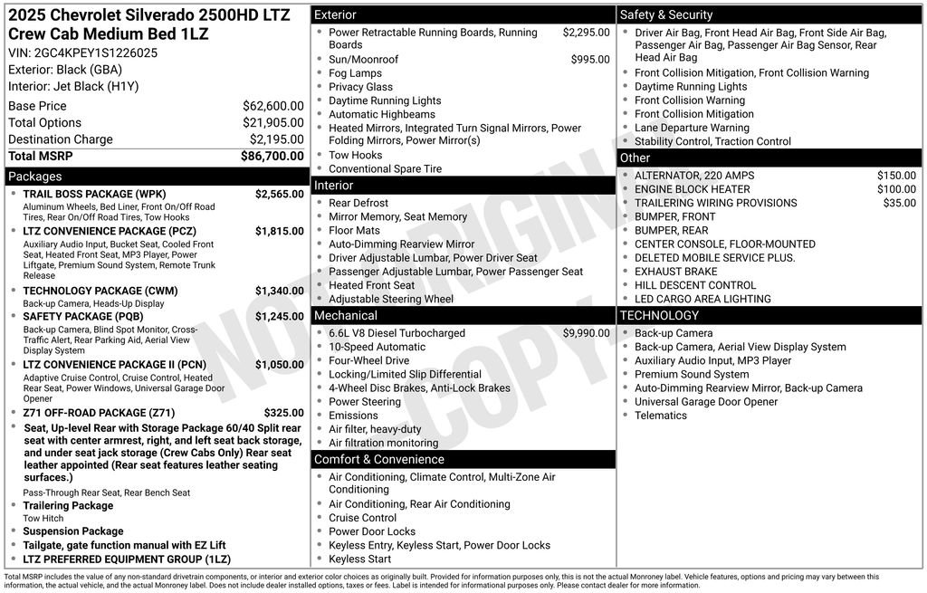 New 2025 Chevrolet Silverado 2500 LTZ w/ Trail Boss Package image 47