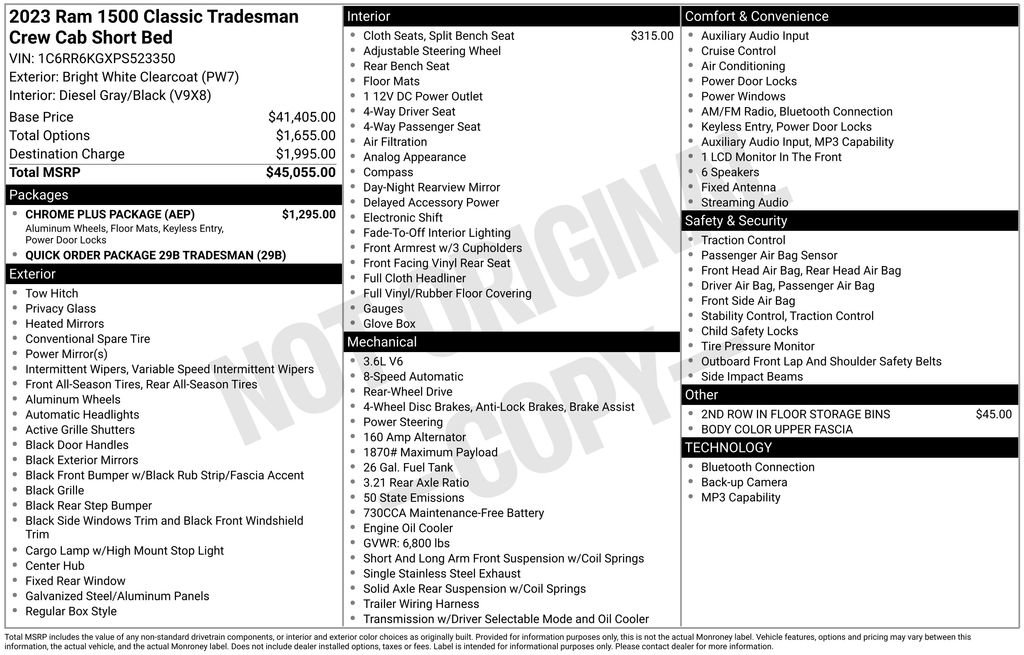 Used 2023 RAM 1500 Tradesman w/ Chrome Plus Package RWD image 6