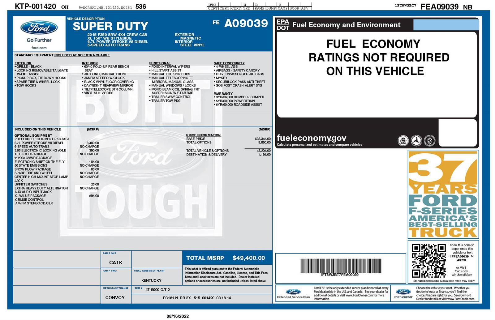 Used 2015 Ford F350 XL w/ XL Value Package AWD/4WD image 4