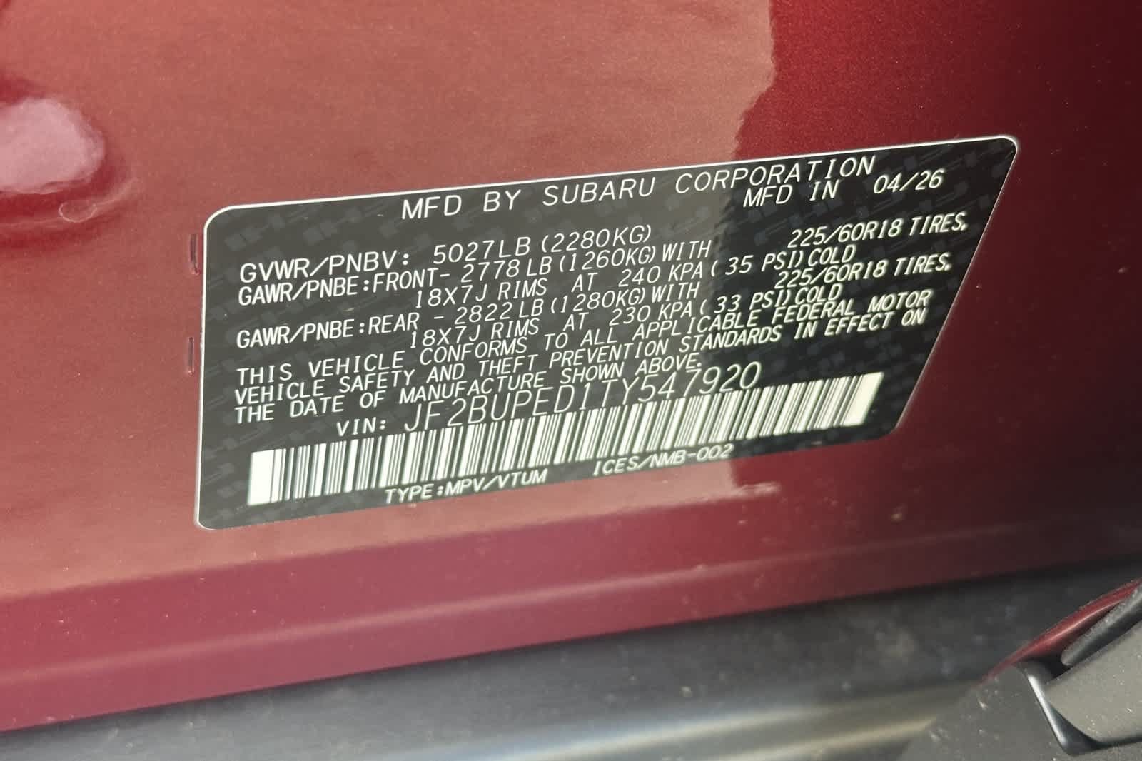 New 2026 Subaru Outback Touring AWD/4WD image 35