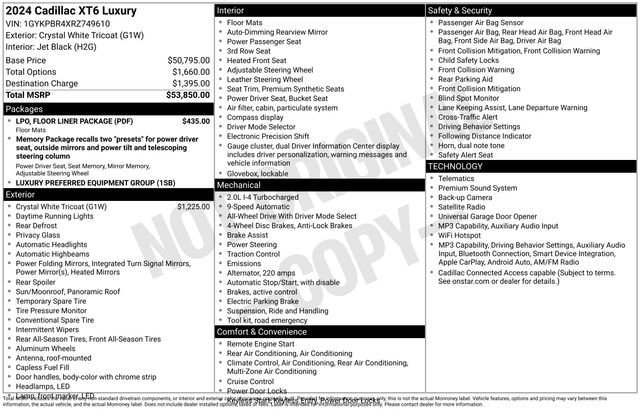 Certified 2024 Cadillac XT6 Luxury w/ LPO, Floor Liner Package AWD/4WD image 34