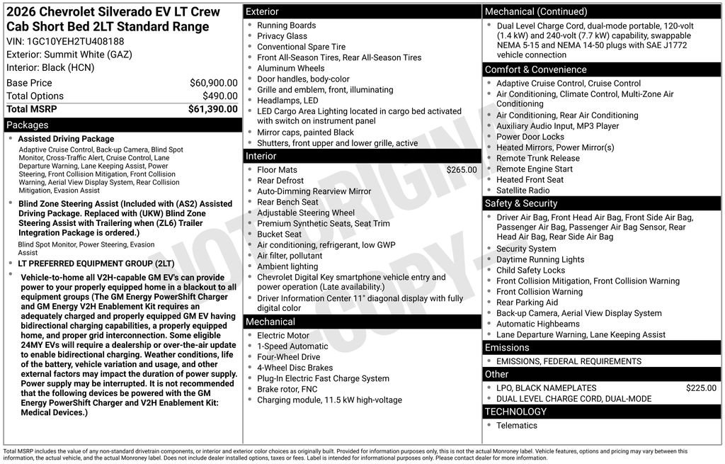 New 2026 Chevrolet Silverado EV LT image 3