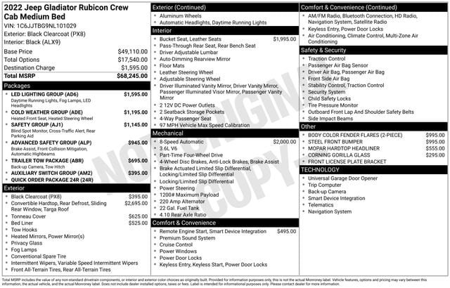 Used 2022 Jeep Gladiator Rubicon w/ LED Lighting Group AWD/4WD image 6