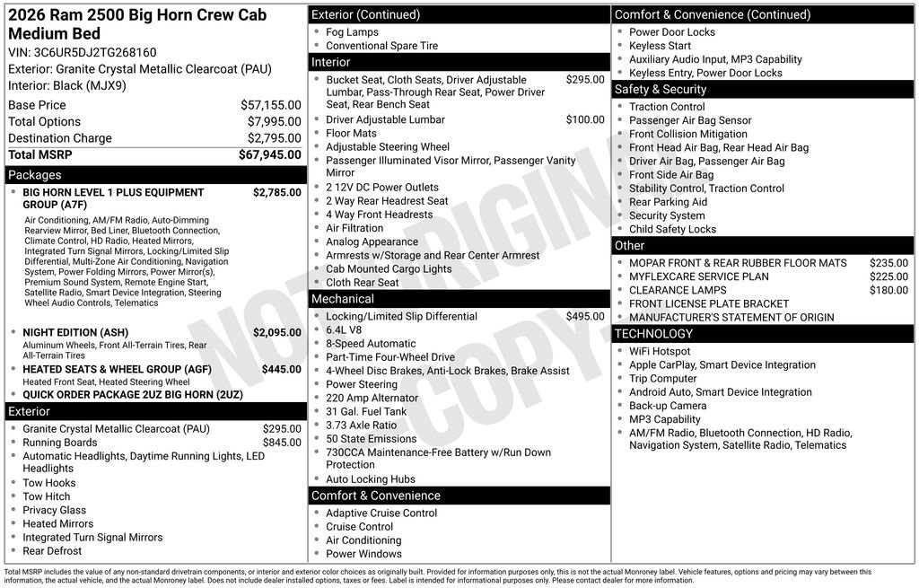 New 2026 RAM 2500 Big Horn AWD/4WD image 4