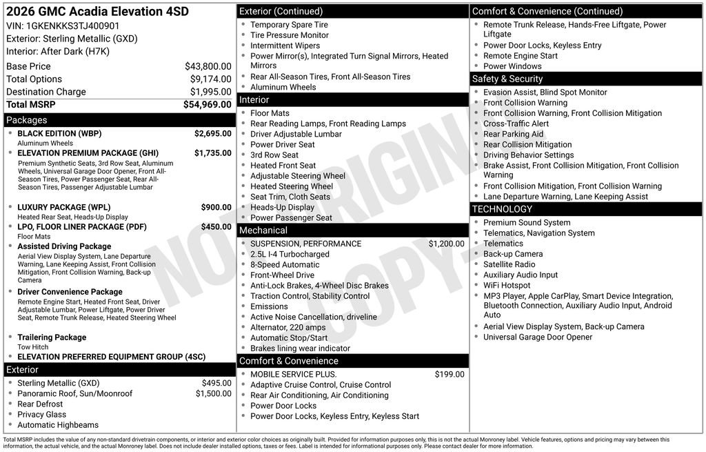 New 2026 GMC Acadia Elevation w/ Black Edition FWD image 20