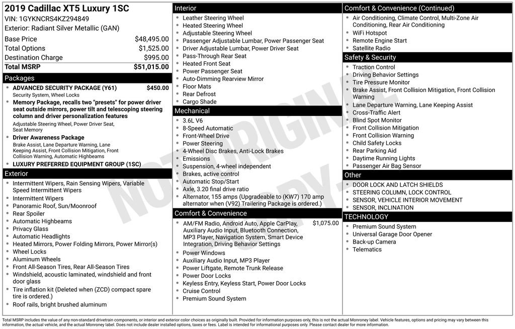 Used 2019 Cadillac XT5 Luxury w/ Advanced Security Package image 13