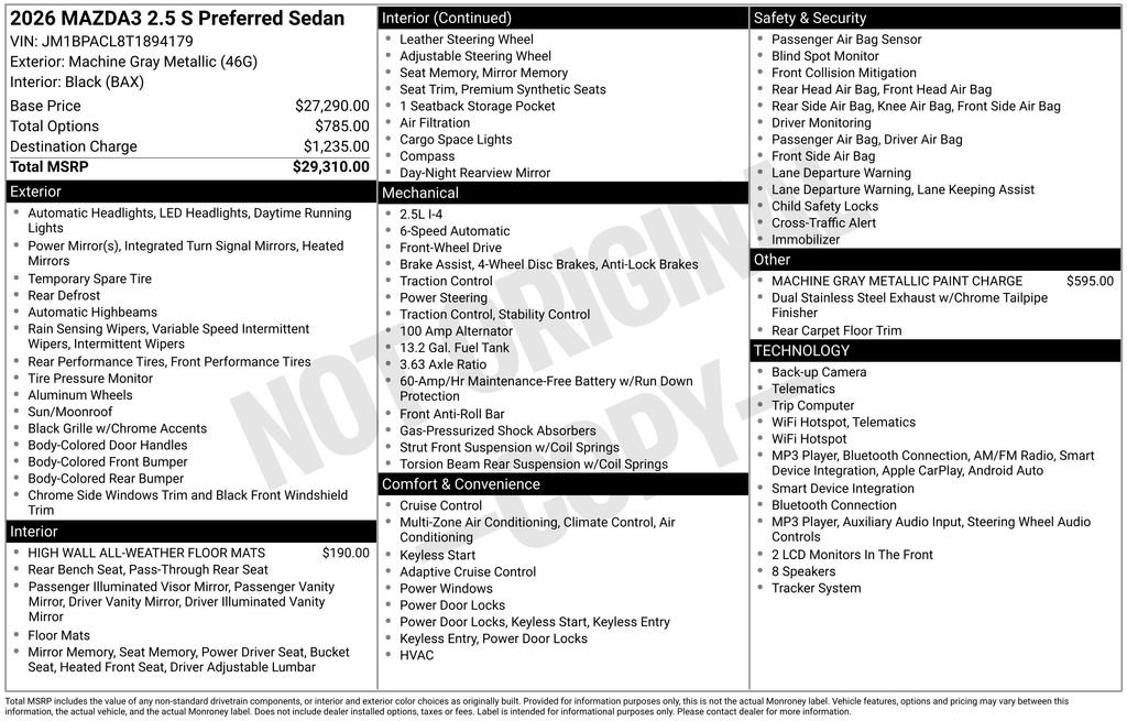 New 2026 MAZDA MAZDA3 2.5 S Sedan w/ Preferred Pkg FWD image 4