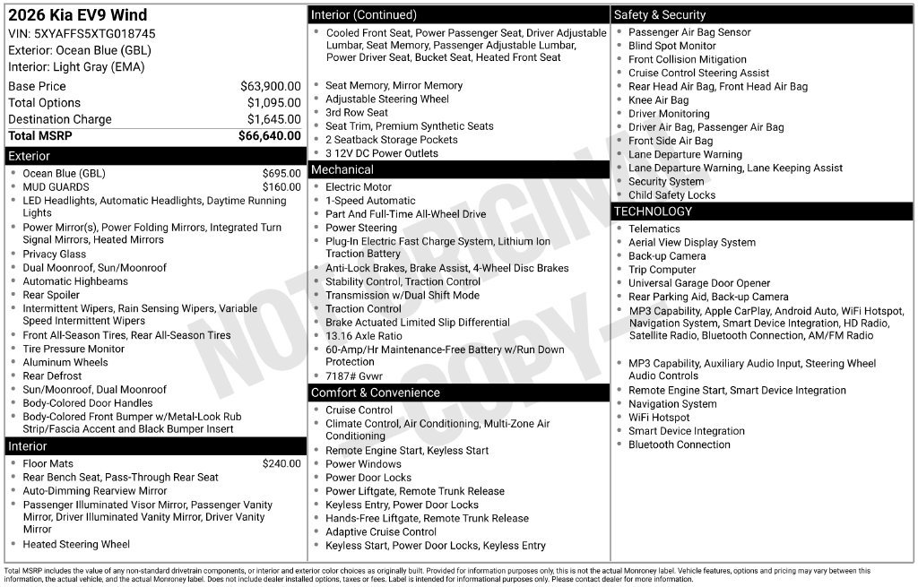 New 2026 Kia EV9 Wind AWD/4WD image 33