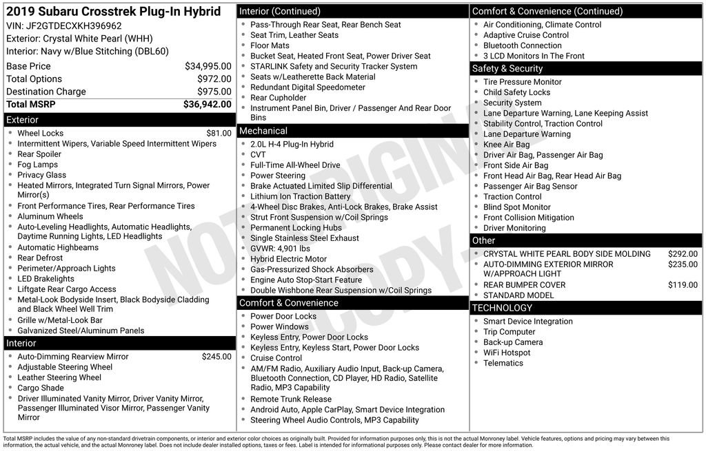 Used 2019 Subaru Crosstrek Hybrid image 4