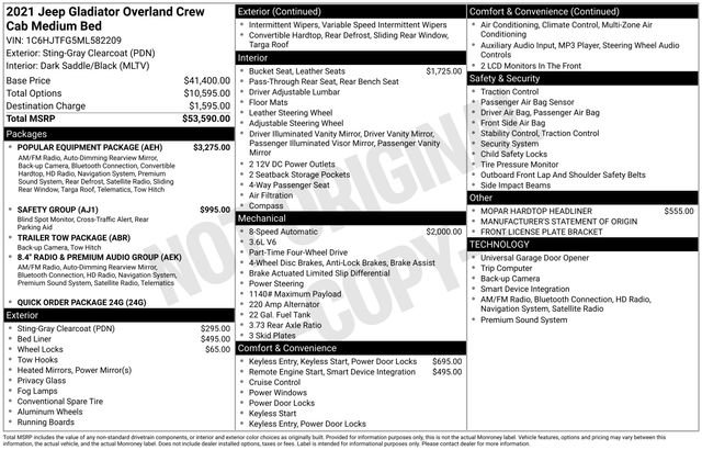 Used 2021 Jeep Gladiator Overland w/ Popular Equipment Package AWD/4WD image 4