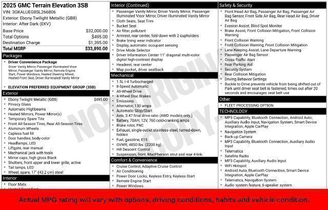 Used 2025 GMC Terrain Elevation AWD/4WD image 59