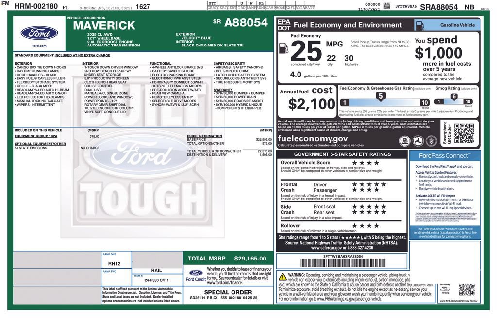 Used 2025 Ford Maverick XL w/ Equipment Group 102A AWD/4WD image 4