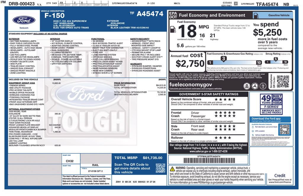 New 2026 Ford F150 Tremor w/ Equipment Group 402A High AWD/4WD image 37
