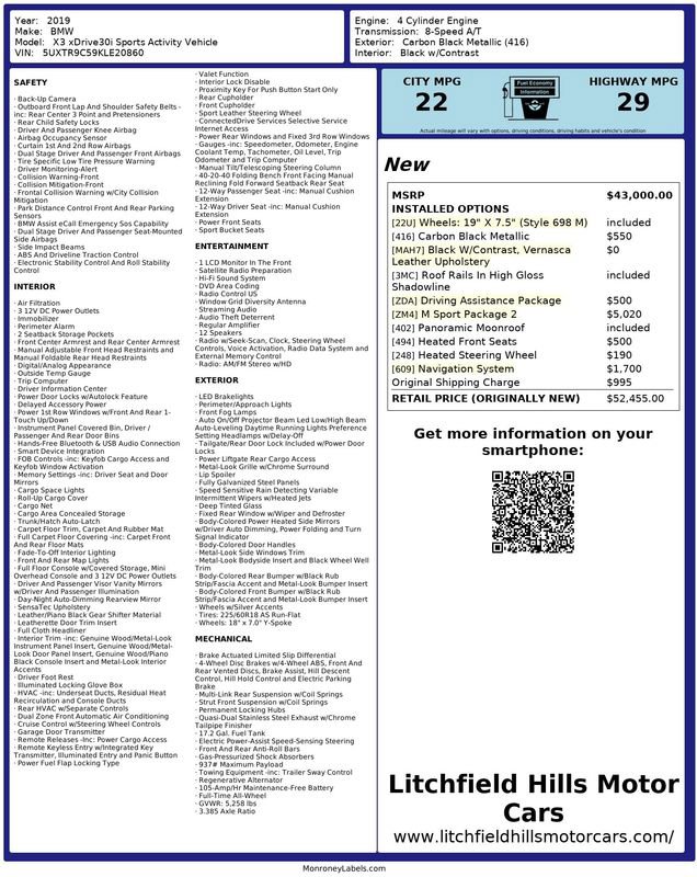 Used 2019 BMW X3 xDrive30i w/ M Sport Package 2 image 2