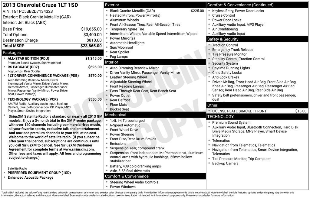 Used 2013 Chevrolet Cruze LT w/ All-Star Edition image 5