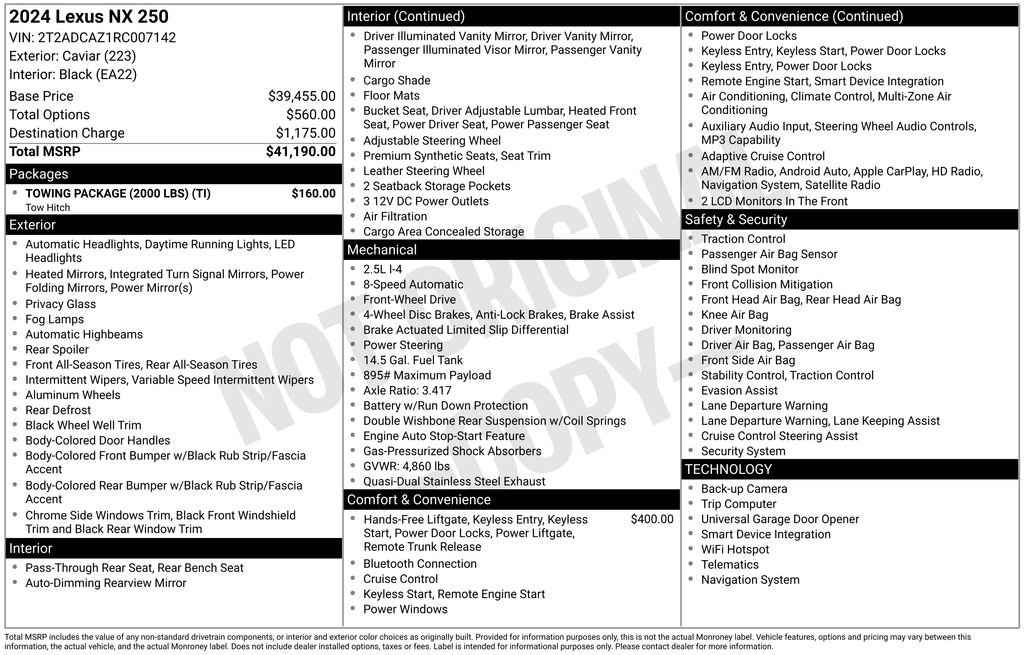 Used 2024 Lexus NX 250 FWD w/ Towing Package (2000 Lbs) image 28