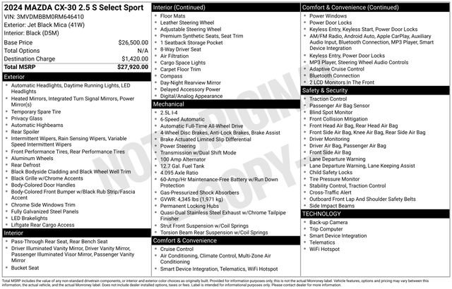 Used 2024 MAZDA CX-30 AWD 2.5 S w/ Select Sport Pkg image 6