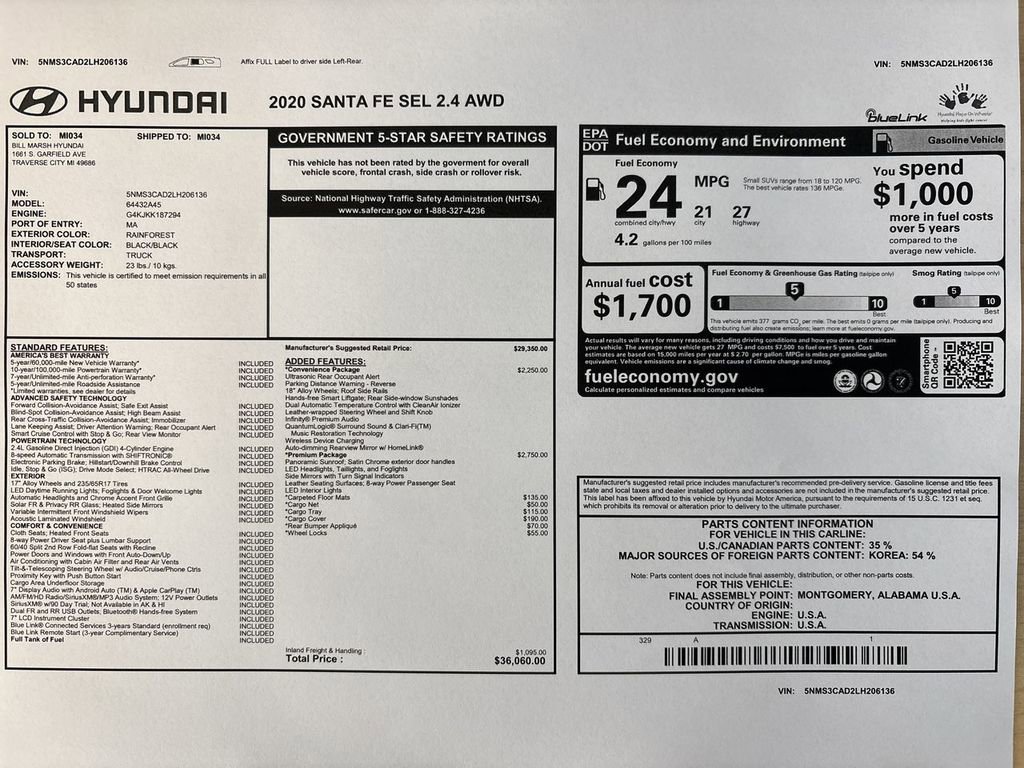 Used 2020 Hyundai Santa Fe SEL w/ Convenience + Premium Package image 66