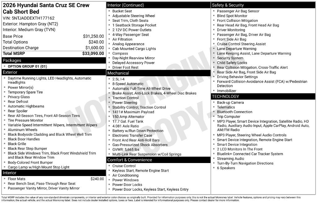 New 2026 Hyundai Santa Cruz SE AWD/4WD image 5
