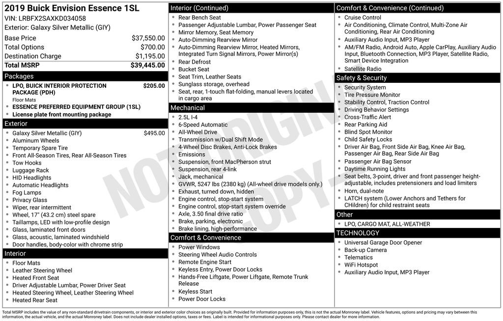Used 2019 Buick Envision Essence image 2