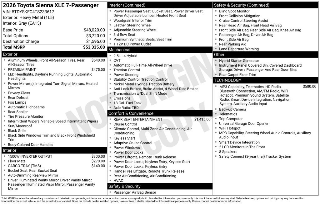 Used 2026 Toyota Sienna XLE AWD/4WD image 13