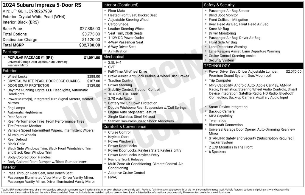 Certified 2024 Subaru Impreza RS w/ Popular Package #1 AWD/4WD image 29
