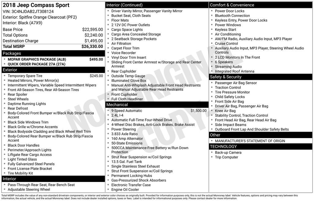 Used 2018 Jeep Compass Sport w/ Mopar Graphics Package image 15