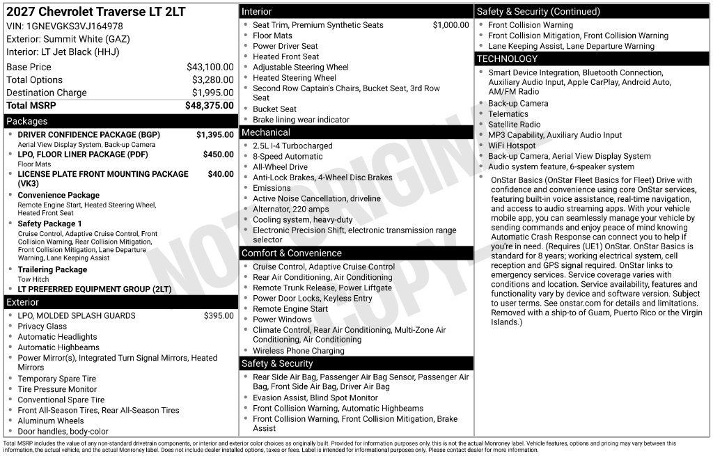 New 2027 Chevrolet Traverse LT w/ Driver Confidence Package AWD/4WD image 6