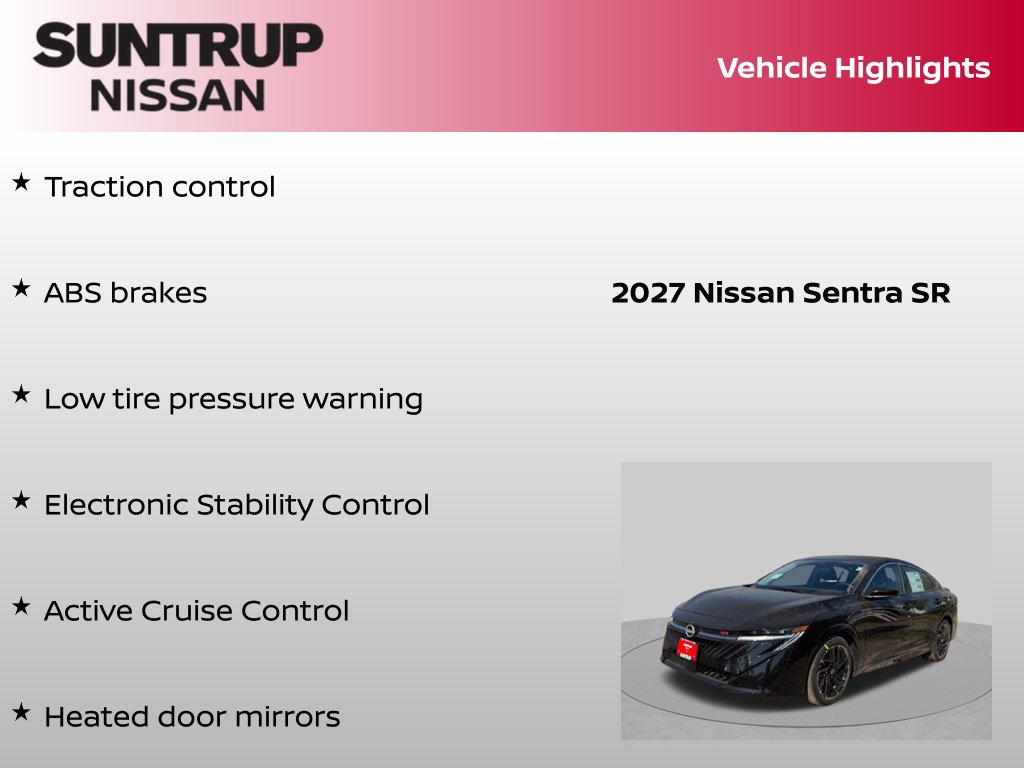 Certified 2027 Nissan Sentra SR w/ Floor Mat Package FWD image 16