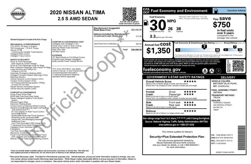 Used 2020 Nissan Altima 2.5 S AWD/4WD image 3