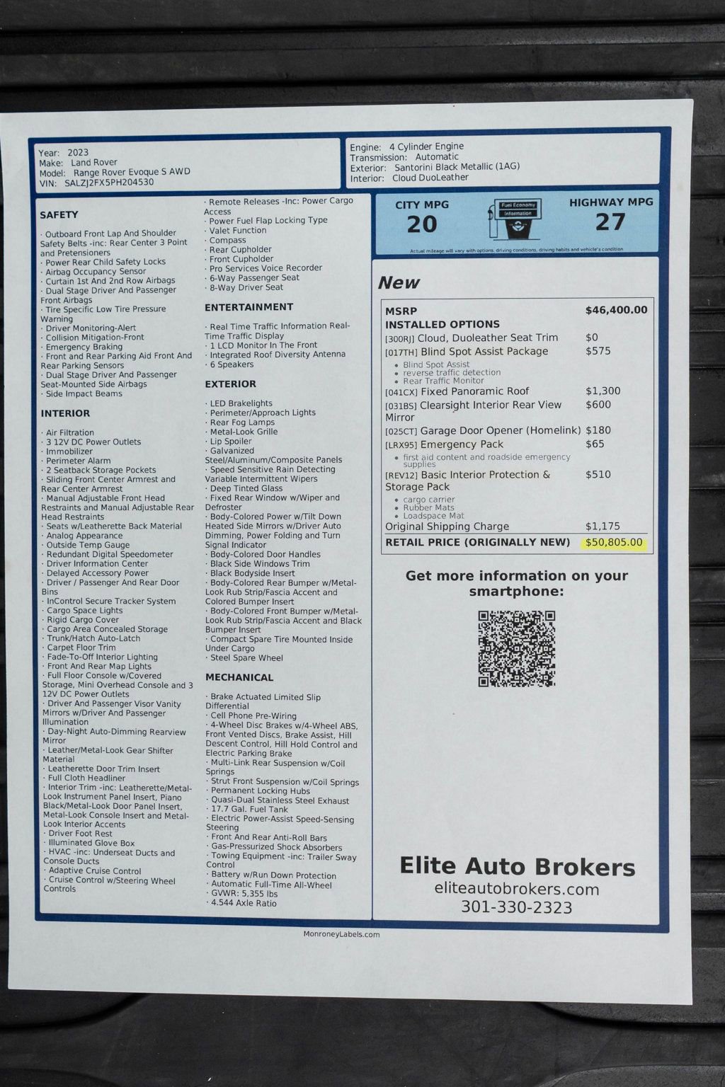 Used 2023 Land Rover Range Rover Evoque S image 52