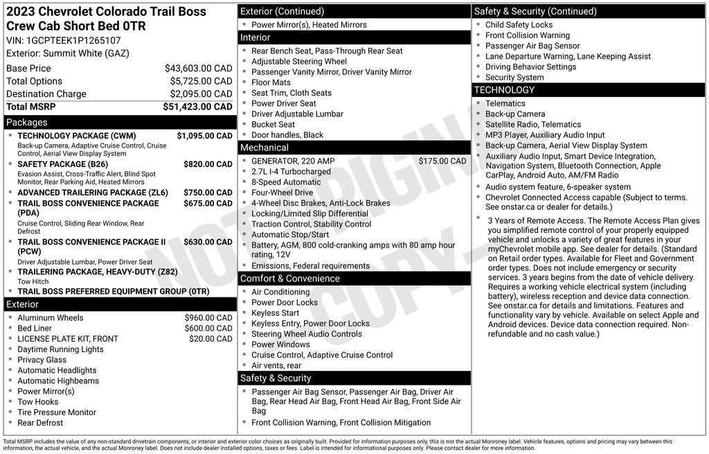 Used 2023 Chevrolet Colorado Trail Boss w/ Technology Package AWD/4WD image 63