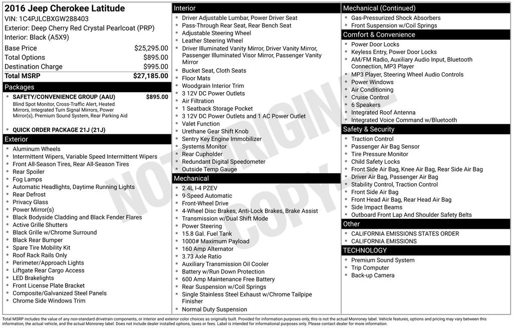 Used 2016 Jeep Cherokee Latitude w/ Safety/Convenience Group image 6